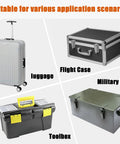 Various cases including luggage, flight case, military box, and toolbox showcasing Premium Stainless Steel Toolbox Handles 4.99 Inches Heavy Duty Spring Loaded Case Handles With Baked Enamel Finish Corrosion Resistant Mounting Holes 0.19 Inch For Wooden Crates And Battery Boxes Pack Of 2 Ideal For Workshop Tool Boxes And Crates.