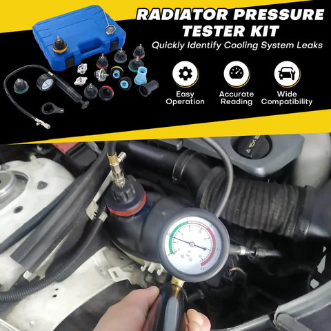 Acymner 18 Piece Radiator Pressure Tester Kit With Self Locking Quick Coupler For Coolant Leak Diagnosis And Heater Core Inspection Easy Install Adapter Tools For Car Troubleshooting And Maintenance