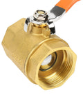 Heavy Duty DN32 Brass Ball Valve Featuring Smooth Quarter Turn For Water Oil And Gas Lines High Pressure 1.6MPa Rating close-up view showing brass finish and lever.