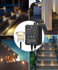 Smooth Dimmable LED Deck Lights With Timer And Photocell Sensor, 20 Pack Recessed Light Kits along garden and patio steps.