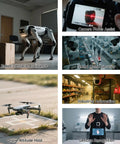 Collage showing robot using 5 Pack Lidar Sensor 2m Range High Precision ToF Distance Module With I2C Interface for various applications.