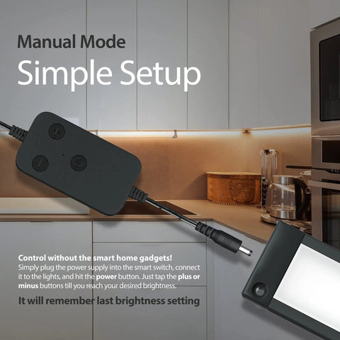 Manual setup of 4 Pack 12 Inch Black Smart Dimmable LED Under Cabinet Lighting Kit With Alexa And Google Home Compatibility Warm White 3000K