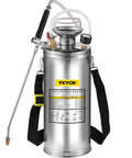 2-Gallon Stainless Steel Hand Pump Sprayer With 20-Inch Wand And 3-Foot Reinforced Hose, Front View