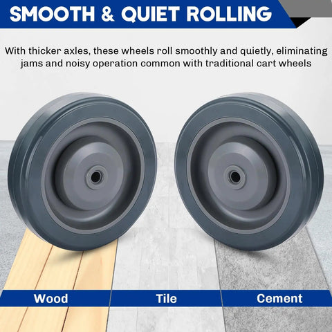 Heavy Duty Eight Pack Five Inch Polyurethane Shopping Cart Replacement Wheels No Sweat Setup For Utility Carts Rolls Super Smooth on wood and tile.