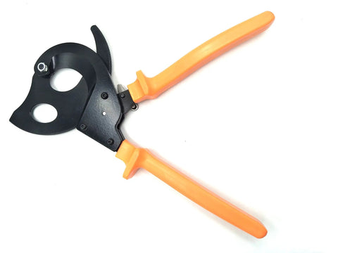 Ratcheting Cable Cutter For Copper And Aluminum Wire, Heavy-Duty Hand Tool That Cuts Up To 60mm Diameter Cables, orange handles