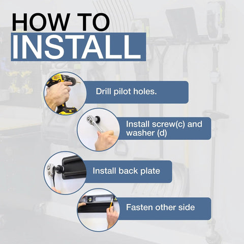 How to install Beefy Heavy Duty Garage Tool Organizer Wall Mount with Broom Holder and Tool Racks: steps overview