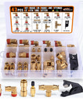 43 Piece Brass DOT Air Brake Fitting Kit With Push To Connect 1/4 In 3/8 In 1/2 In Quick Connect And NPT Thread Tubing Fittings For Truck