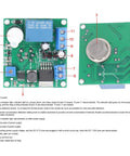 Top Shelf MQ2 Smoke Detector Module With Loud Buzzer Alert And Proven Relay Switch, Reverse Connection Guard For Kitchens And Hotels, No Sweat Plug And Play DC Setup, top view with detailed wiring layout.