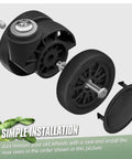 Exploded view of 8 Pieces Luggage Wheel Replacement Set 55mm And 2.17 Inch Wear Resistant Suitcase Wheels For Double Wheel Compatibility Durable Luggage Repair Kit Spare Casters For Travel With Premium Quality Materials For Long Lasting Use VA37