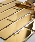 Peel And Stick Beveled Gold Mirror Tiles Subway Mosaic Backsplash Kit 3x12 In Glass For Kitchen And Bathroom, 20 Sheets, 5 Sq Ft Total