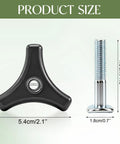 Two Pack Lawn Mower Handle Triangle Knob Kit With Bolts dimensions, black knob and silver bolt included
