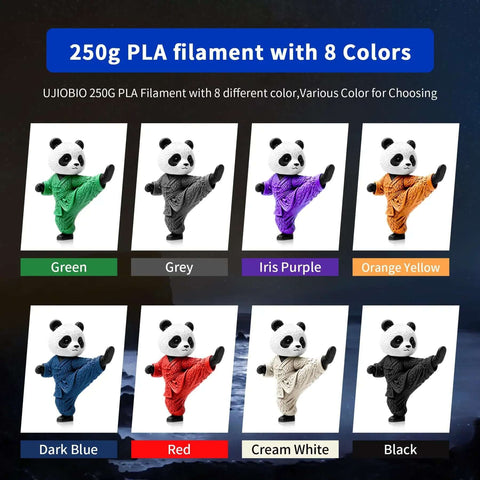 Eight Color Elite PLA Plus 3D Printer Filament Bundle With Multicolor 1.75mm Spools Vacuum Sealed 0.25kg Each Eight Pack