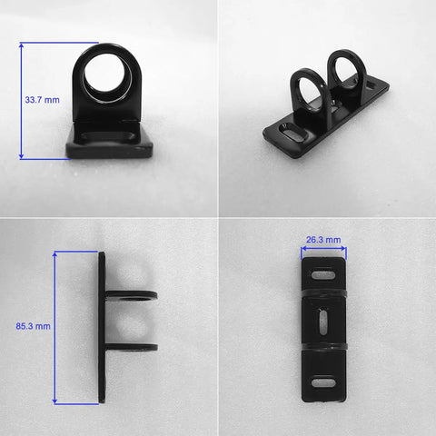 GTouch Digital Rim Lock With Traceless Slim Body showing multiple mounting bracket angles and dimensions.