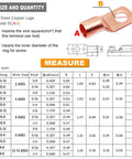 Copper Wire Lugs And Battery Cable Ends Kit With Heat Shrink Tubing AWG 2 To 12 size chart illustration.