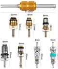 56 Piece R134a R12 AC Valve Core Kit With Quick Remover and brass valve stem cores, showing assorted core sizes and lengths