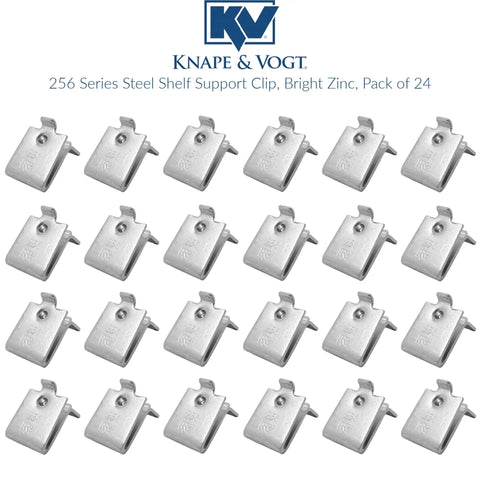 24 Piece Zinc Shelf Support Clips for 233 and 255 Standards, Pilaster for Built In Shelving and Bookcase Projects, Silver Finish
