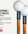 Xylophone And Bell Mallets Kit For Percussionists, American Made In Nashville, showing durable wood handles and hard poly heads.