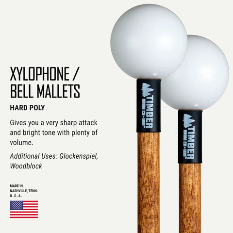 Xylophone And Bell Mallets Kit For Percussionists, American Made In Nashville, showing durable wood handles and hard poly heads.
