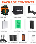 Package contents of 4x360 Degree Laser Level With Self Leveling, 16 Line Green Beam For Floor Tiling And Ceiling, includes accessories