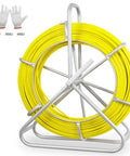 Fiberglass Fish Tape 500Ft One Quarter Inch Duct Rodder Wire Puller With Steel Reel Stand For Electrical Conduit Walls