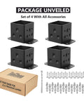 Heavy Duty 4x4 Post Base Anchor Kit With All Accessories For Wood Fence Deck And Pergola Mounting In Steel Post Brackets