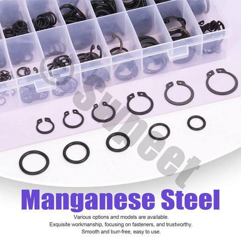 499 Piece Universal O Ring And Retaining Ring Kit For 8mm To 22mm External And Internal Circlips Alloy Steel Snap Rings