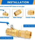 4 Pack Hex Nipple 1 Inch NPT Male To 1 Inch NPT Male Solid Brass Pipe Fittings installation diagram