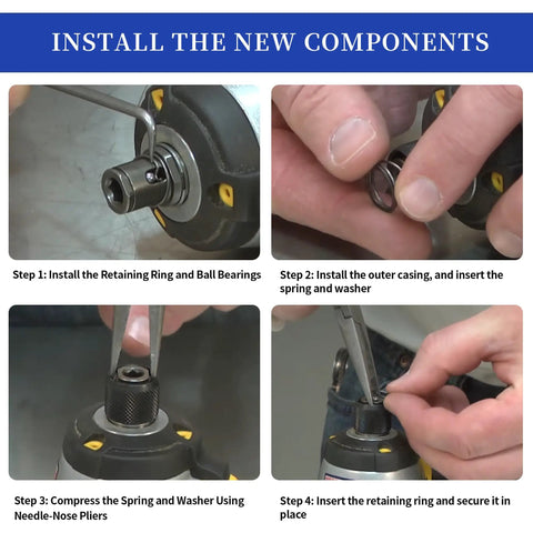 2-Pack Spring Kit With Steel Ball For DCF885 DCF886 DCF805 Impact Driver Replacement Parts installation steps