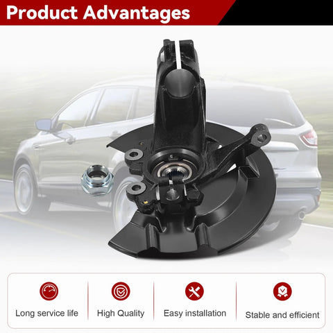 Front Wheel Bearing Hub and Passenger Steering Knuckle Assembly Plug and Play Replacement for Escape 2013 2019 Right Front