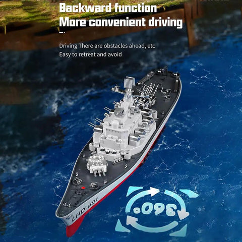 Remote Control Warship Battle Boat For Lakes And Rivers, 1:390 Scale RC Military Battleship navigating obstacle-filled waters