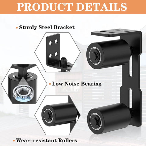 Beefy Sliding Gate Roller Guide Kit With Heavy Duty Steel L Bracket And Adjustable 3 Inch Nylon Wheel Support, product details view