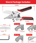 Adjustable Ratchet Miter Shears For Precise Multi Angle Cutting Of Quarter Round Shoe Molding And PVC Trim With Five Interchangeable Anvils And SK5 Blade