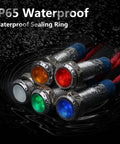 Multicolor 6mm Waterproof Indicator Light Kit With 150mm Wire 12 To 24V DC LED Signal Lamps Metal IP65 Dash Lamps