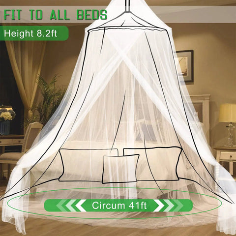 Mosquito Net Bed Canopy for Kids and Adults, White Dome Ceiling Hung Mesh Tent over bed, easy install, room decor.