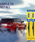 12 Inch Rear Wiper Blades Replacement For Toyota RAV4 Highlander Land Cruiser Yaris Venza Sienna And More Models Premium Natural Rubber displayed with SUV in snowy landscape