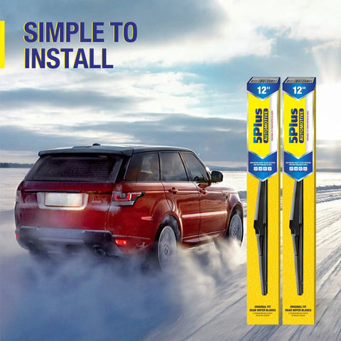 12 Inch Rear Wiper Blades Replacement For Toyota RAV4 Highlander Land Cruiser Yaris Venza Sienna And More Models Premium Natural Rubber displayed with SUV in snowy landscape