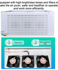 Top Shelf Aluminum Clean Bench Workstation With Dead Simple Triple Fan Ventilation And Electrostatic Curtain For Labs And Cleanrooms Built Tough With Heavy Duty Silicone Pad Quick Snap Assembly Gonna Love This Rig showing three fans and high-brightness tubes.