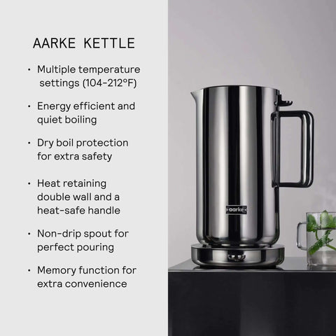 Stainless Steel Electric Kettle With Precision Temperature Control From 104 To 212 F 1200 Milliliters Capacity Double Wall Design