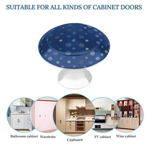 2 Pack Round Cabinet Knobs With Screws, Navy Blue Polka Dot Drawer Pulls, Stainless Steel And Aluminum Alloy for cabinet doors