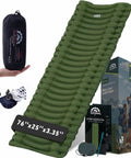 Ultralight Camping Sleeping Pad 17.5 Oz Compact Inflatable Mattress for Backpacking, shown inflated and packed, 76"x25".