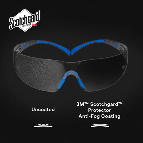 SecureFit Safety Glasses With Scotchgard Anti Fog Anti Scratch Lenses 20 Pack ANSI Z87 Rated Gray Lens Blue Gray Frame Flexible Temples