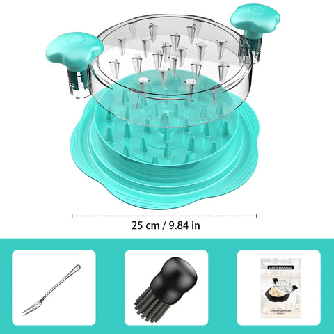 Twist Chicken Shredder Tool Large Meat Shredder With Brush And Fork Mint Green Easy Shredding For Pulled Chicken Barbecue Quick Prep Kitchen Gadget Must Have, 25 cm