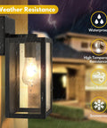 2 Pack Dusk To Dawn Outdoor Wall Lights Matte Black Waterproof Exterior Sconces With Clear Glass Illuminating in Rain