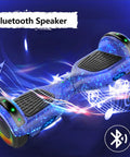 Self Balancing Scooter With Seat Attachment 6.5 Inch Wheels Go Kart Style With Colorful LED Lights And Bluetooth For Kids Teens All Ages Star Blue With Kart in dynamic light display.