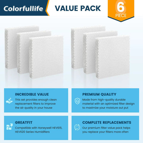 Six Pack Humidifier Wicking Filter T For Honeywell HFT600T HFT600PDQ Replacement Filters Fits HEV615 And HEV620 Series Humidifiers