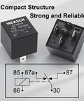 Image of 12V 3 Way Fuse Relay Kit With 5 Pin SPDT 40A Heavy Duty 12 AWG Copper Wires showing the relay component and wiring diagram.