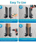 Step-by-step installation of Adjustable Deck Post Anchor Base Brackets For 1.5x1.5 To 4x4 Wood Posts Kit Fits 2x2 2x4