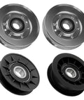 Upgrade Your Lawn Mower Game With Heavy Duty Drive Pulleys Fit For John Deere X135R X140 X145 And X155R Tractors Replace AM118447 GX20287 AM103019 Smoothly, black steel and nylon parts.