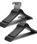 Beefy Heavy Duty Wooden Hangers For Coats And Pants With Non Slip Bar Notches And Extra Thick Flat Hook 16 Pack Black