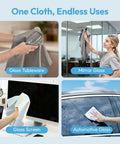 Tekswip 6-pack glass microfiber cleaning cloths, 12x12 inches, gray; for glass, windows, car, stainless steel, mirrors.